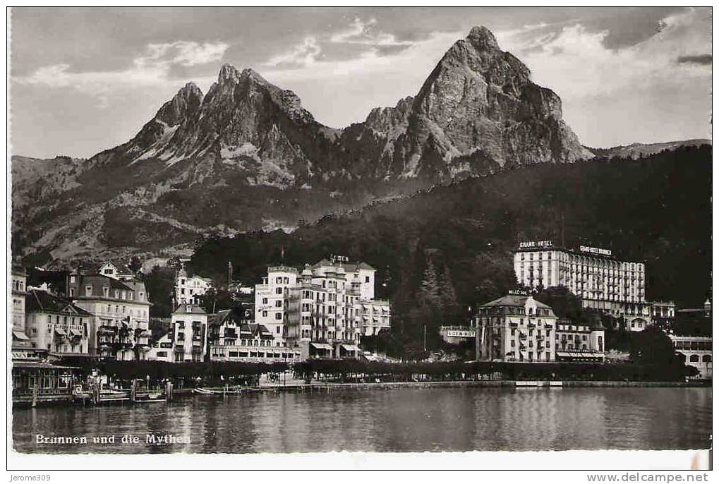 SUISSE - INGENBOHL - BRUNNEN - CPA - N°5487 - Brunnen Und Die Mythen - Lac Des Quatre-Cantons - Grand Hotel - Ingenbohl