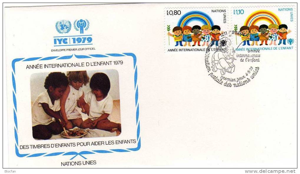 UNO Jahr Des Kindes 1979 Regenbogen UNO Genf  83/4 Auf 2 FDC 14€ - UNESCO
