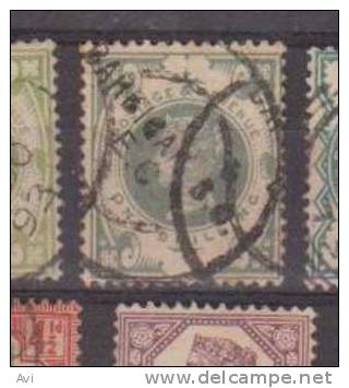 GB Great Britain, Classic.1887.used. Mi.97,One Shilling  Heavy Cancelation .Green 2 - Oblitérés