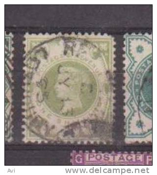 GB Great Britain, Classic .1887.used. Mi.97,One Shilling  Heavy Cancelation .Green 2 - Oblitérés