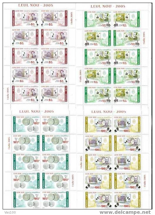 THE ROMANIAN COIN New 2005 MINISHEET FULL X10,MNH. - Hojas Completas