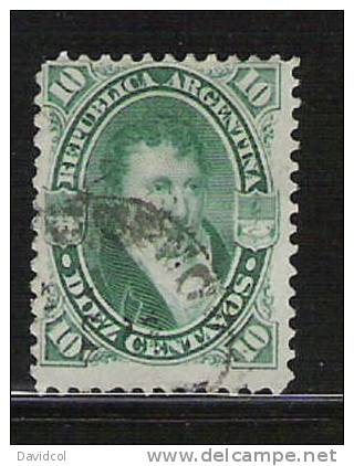 M949.-. ARGENTINIEN / ARGENTINA.- 1867.- MICHEL  # : 21 , USED.- MANUEL BELGRANO.- - Usati