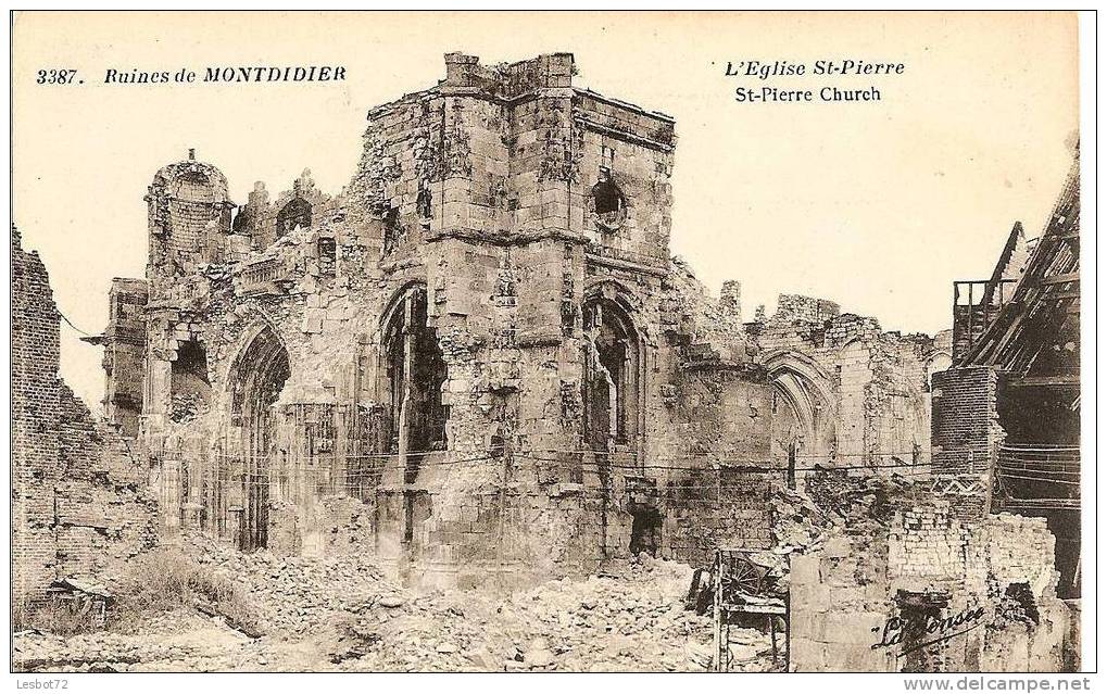 Cpa, Ruines De Montdidier (Somme), L´Eglise Saint-Pierre - Montdidier