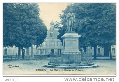 CPA - PITHIVIERS - LA MAIRIE ET STATUE DE POISSON - L. LENORMAND - Pithiviers