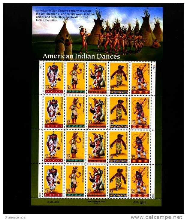 UNITED STATES - 1996  AMERICAN INDIAN DANCES  SHEETLET  MINT NH - 3. 1981-...