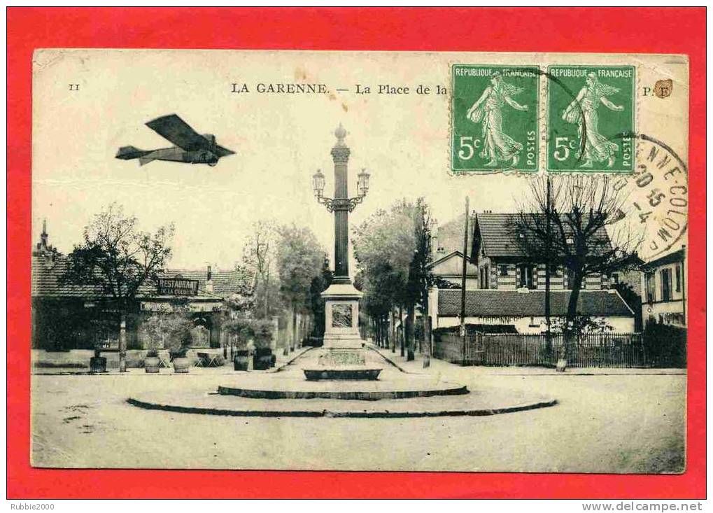 LA GARENNE COLOMBES 1917 PLACE DE LA COLONNE AVION RESTAURANT CORDONNERIE CARTE EN BON ETAT - La Garenne Colombes