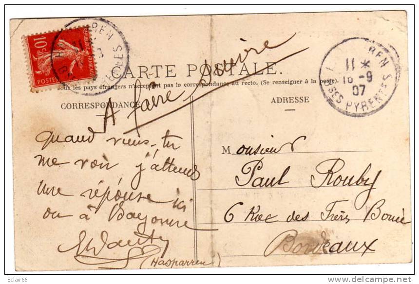 64 HASPARREN  CPA  Année  1907     La Rue Neuve    CPA Animée  EDIT  DUBROCA  X - Hasparren