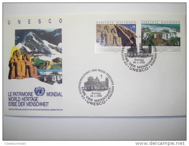 7107 UNESCO   WIEN  FIRST DAY COVER  FDC  WORL HERITAGE YEAR  1992 - UNESCO