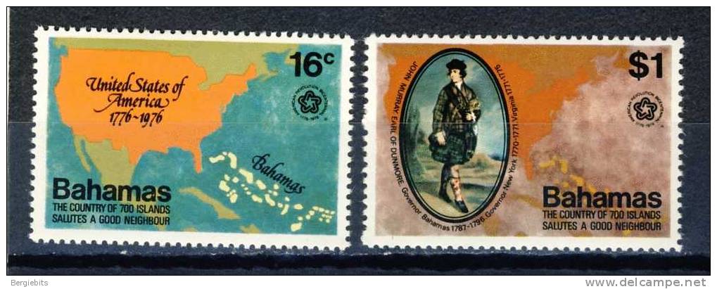 1976 Bahamas MNH Complete Set Of 2 Stamps Of American Bicentennial - Bahama's (1973-...)