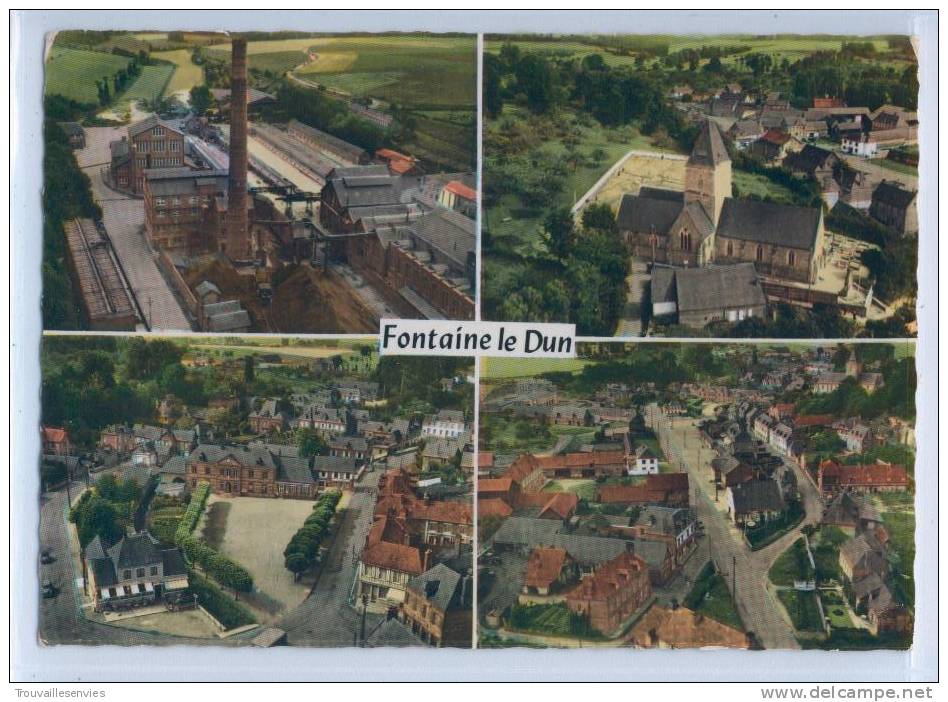 CARTE 4 VUES FONTAINE-le-DUN - SUCRERIE - EGLISE - PLACE De La MAIRIE - VUE GENERALE - Fontaine Le Dun