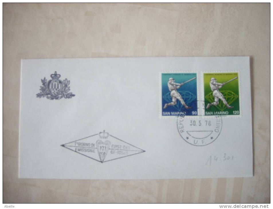 14/301  FDC   SAN MARIN    BASEBALL - Baseball