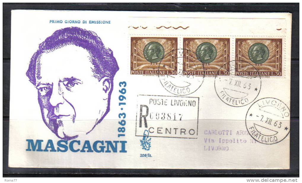 VZ115B - FDC VENETIA 1963 , MASCAGNI - Teatro