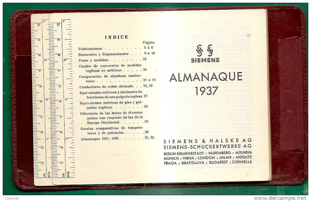 SIEMENS & HALSKE AG - KALENDER VON 1937 – TASCHE  9 X 11.5 Cm KALENDER UND TÄGLICHE TAGESORDNUNG - UNBENUTZT - Kleinformat : 1921-40