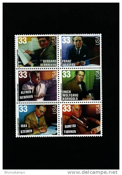 UNITED STATES - 1999 AMERICAN LEGENDS OF CINEMA MUSIC    BLOCK MINT NH - 3. 1981-...