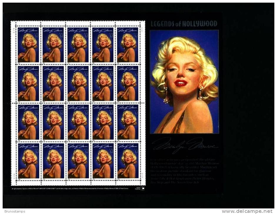 UNITED STATES - 1995  MARILYN MONROE  SHEETLET MINT NH - 3. 1981-...