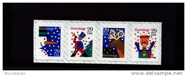 UNITED STATES - 1993  CHRISTMAS S/A  STRIP MINT NH - 1981-...