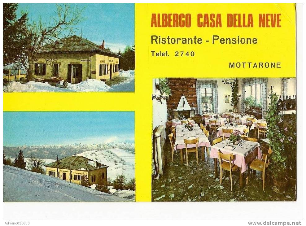 ALBERGO CASA DELLA NEVE RISTORANTE PENSIONE MONTE MOTTARONE VEDUTA DEL MONTE ROSA ANGOLO CON PICCOLA PIEGA - Novara