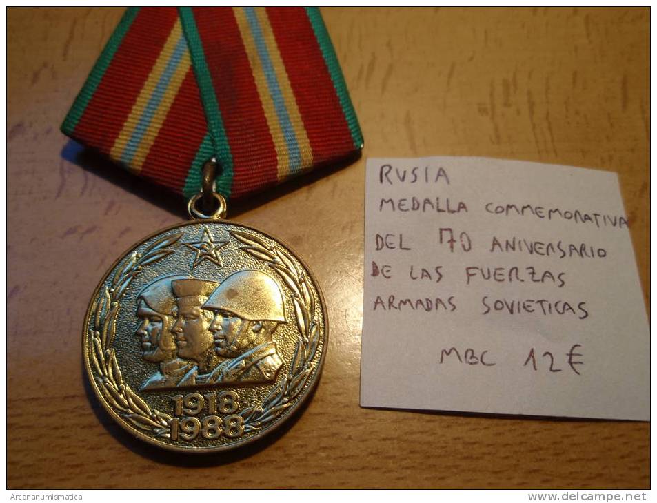 MEDALLA  RUSIA (MILITAR)   "70 Aniversario De Las Fuerzas Armadas Sovieticas"   DL-6927 - Other & Unclassified