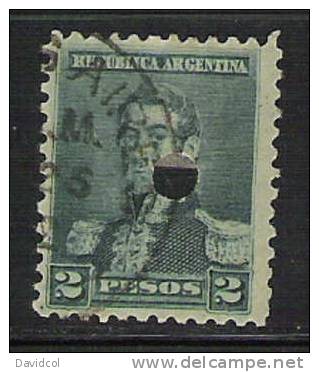 M960.-. ARGENTINIEN / ARGENTINA.- 1892.- MICHEL  # : 97 Y , USED PUNCHED .-  SAN MARTIN .- - Usados