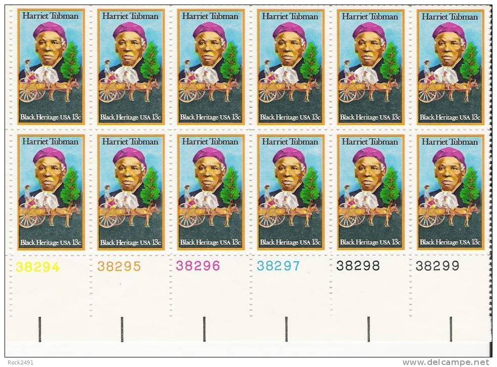 US Scott 1744 - Plate Block Of 12 - Harriet Tubman - 13 Cent - Mint Never Hinged - Números De Placas