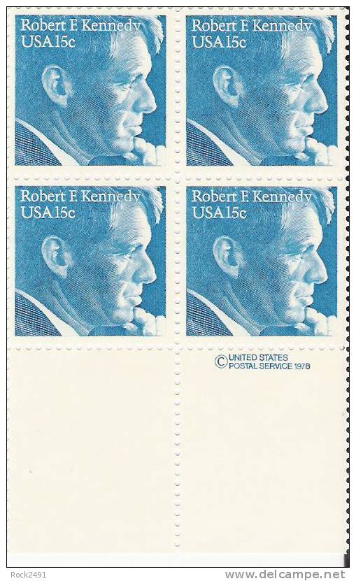 US Scott 1770 - Copyright Block Of 4 - Robert F Kennedy 15 Cent - Mint Never Hinged - Blocs-feuillets