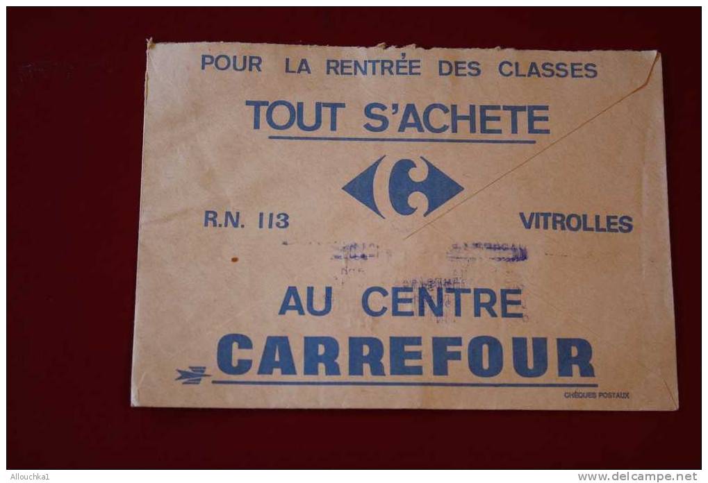 -MARCOPHILIE LETTRE EN FRANCHISE CIVILE-PLI DE SERVCE DES CHEQUES POSTAUX-CCP-AVEC PUBLICITE AU VERSO/CARREFOUR VITROLLE - Lettres Civiles En Franchise