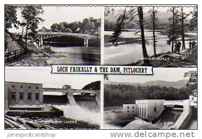 Real Photo MULTI-VIEW PCd  Loch Fascally  & The  Dam  Pitlochry  - Perthshire - SCOTLAND - Perthshire