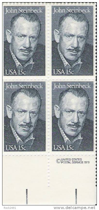 US Scott 1773 - Copyright Block Of 4 - John Steinbeck 15 Cent - Mint Never Hinged - Blocs-feuillets