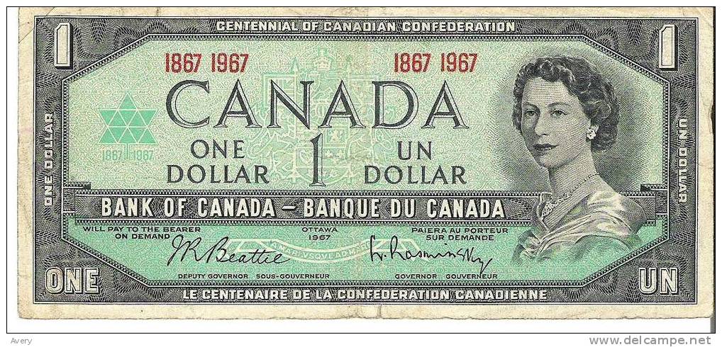 $1.00 Bank Note Centennial Of Canadian Confederation - Canada