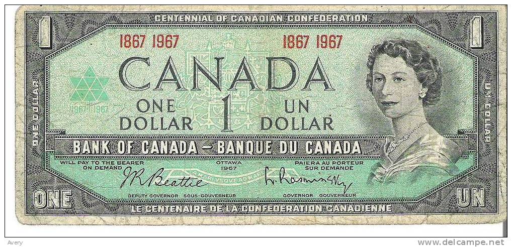 $1.00 Bank Note Centennial Of Canadian Confederation - Canada