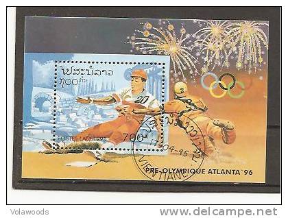 Laos - Foglietto Usato: Olimpiadi Di Atlanta 1996 - Béisbol