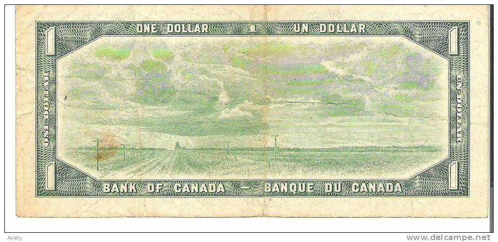 $1.00 Bank Note Prairie Scene On Back 1954 - Canada