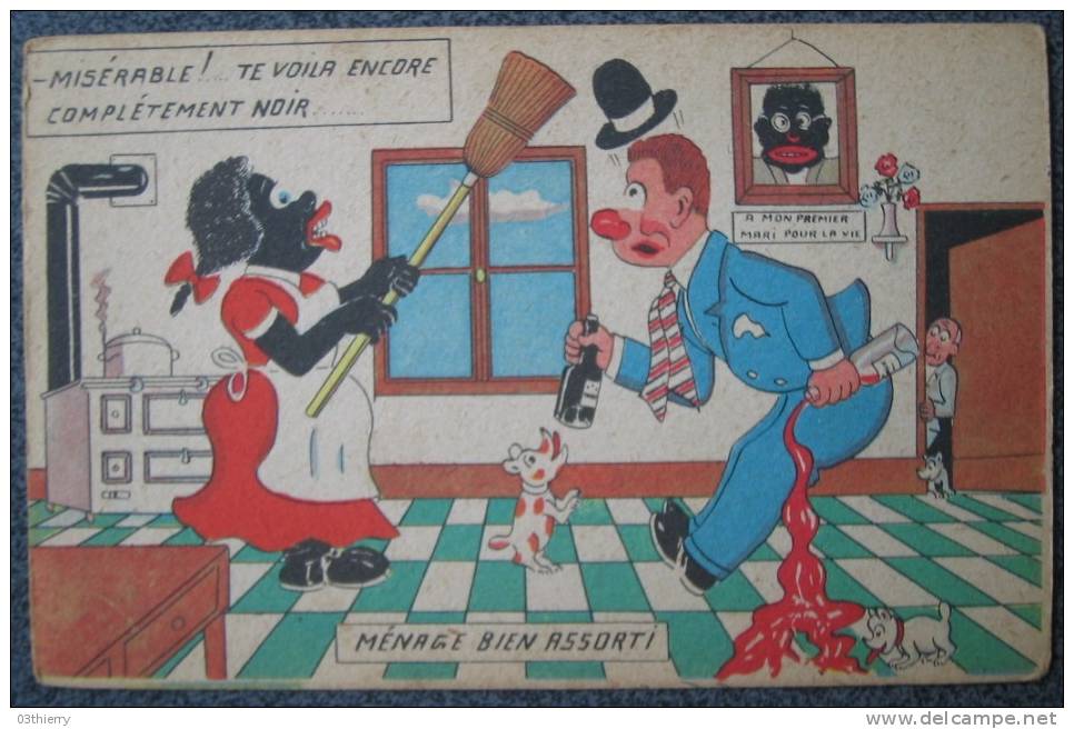 CPA-ILLUSTRATION-MENAGE BIEN ASSORTI-TE VOILA ENCORE COMPLETEMENT NOIR- - 1900-1949