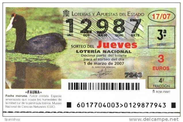 Spain Fauna Lottery Ticket FOCHA MORUNA Duck - Lottery Tickets