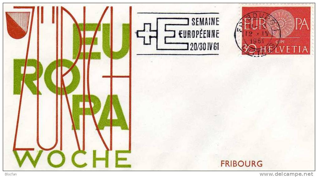 Sonderbrief Europa - Woche 1961 In Fribourg Schweiz 720 + FDC 2€ - Covers & Documents