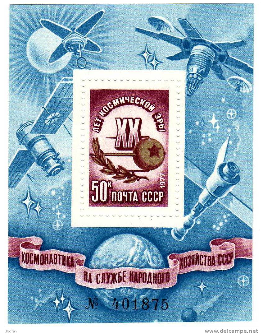 Block 122 + 4654 ** 20 Jahre Welraumfahrt 1. Satellit Sputnik Sowjetunion 18€ - Russie & URSS