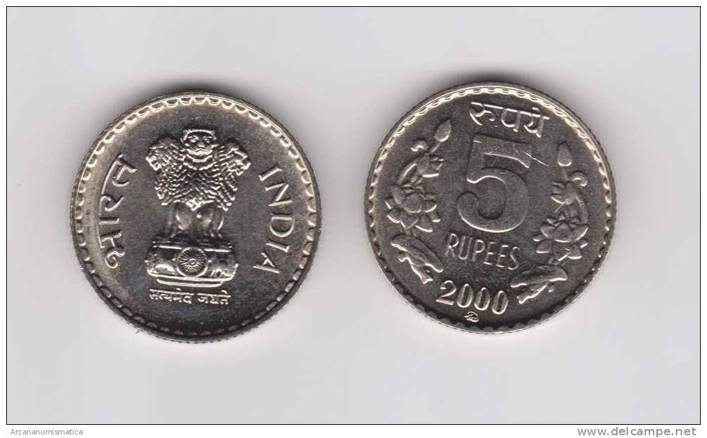 INDIA  ( REPUBLIC )   5 RUPIAS  2.000  KM# 154  SC/UNC     DL-6943 - India