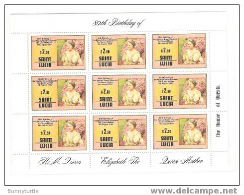 St Lucia 1980 Queen Mother Elizabeth Birthday Sheet MNH - St.Lucie (1979-...)