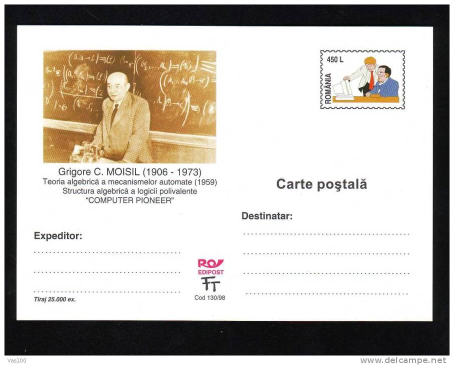 GRIGORE MOISIL, MATHEMATICIAN PHYSICIEN,PC STATIONERY 1998,  ROMANIA. - Physique