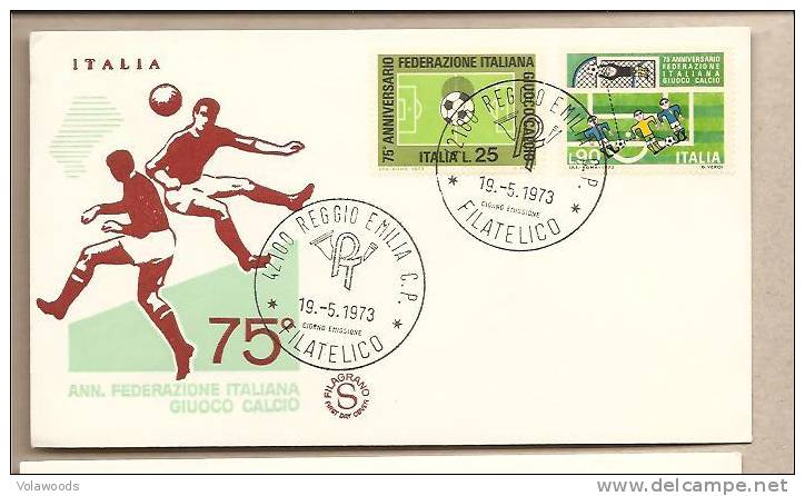 Italia - Busta Fdc Con Serie Completa: 75° Anniversario Della FIGC - Beroemde Teams