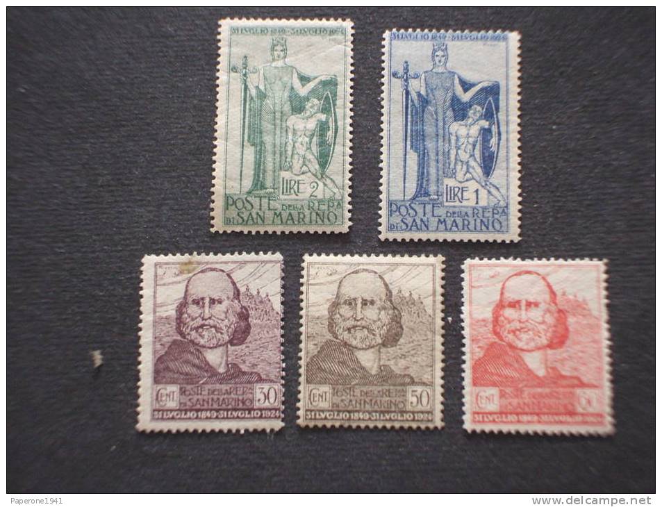 SAN MARINO 1924 GARIBALDI 5 V.  NUOVI (++) - Unused Stamps