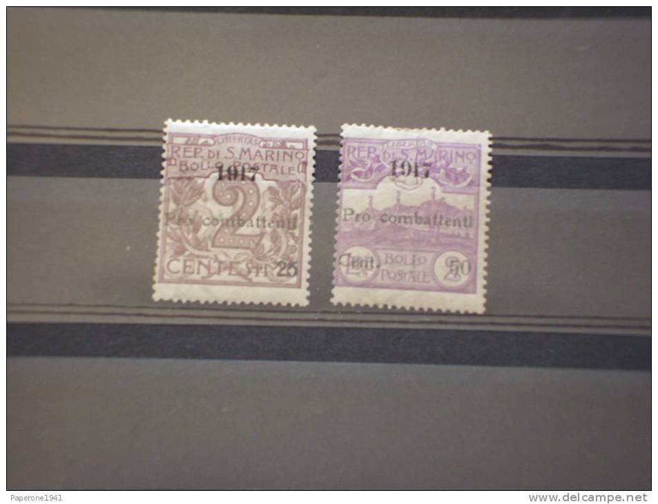 SAN MARINO 1917 PRO COMBATTENTI 2 V.  NUOVI (++) - Unused Stamps