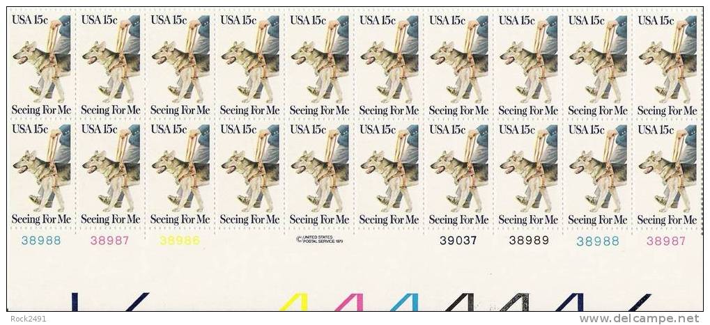 US Scott 1787 - Plate Block Of 20 - Seeing Eye Dogs 15 Cent - Mint Never Hinged - Plate Blocks & Sheetlets