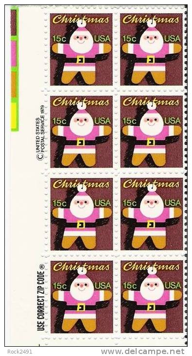 US Scott 1800 - Zip Block Of 8 - Christmas 1979 Santa Claus 15 Cent - Mint Never Hinged - Blocchi & Foglietti