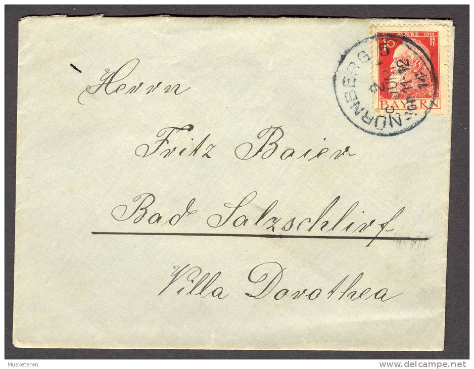 Bayern King König Ludwig III Deluxe Nürnberg Cancel 1914 'Petite' Cover To Bad Salzschlirf - Lettres & Documents