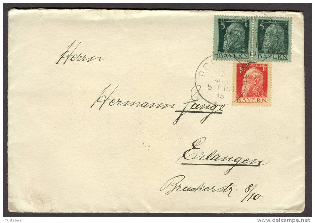 Germany States Bayern Rohrim 1913 Cover Erlangen Interesting Labels On Backside Buchdruckerei Ludwig Erlanger Tagblatt ! - Cartas & Documentos