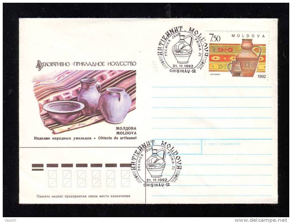 MOLDOVA 1992 FDC, PORCELAINE  CERAMICS ENTIER POSTAUX COVER . - Porcelaine