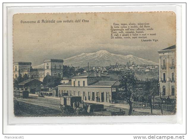 CT7 SICILIA ACIREALE (CATANIA) STAZIONE FERROVIARIA VIAGGIATA 1920 Francobollo Asportato - Acireale