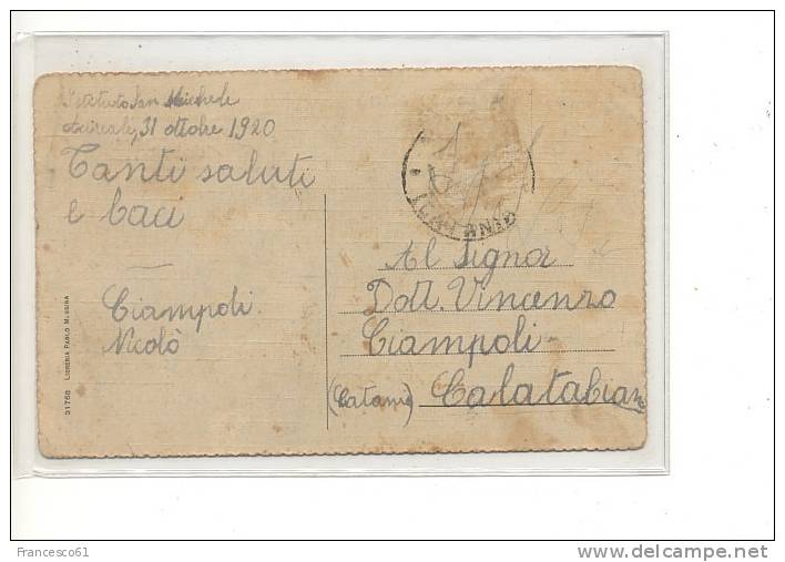CT7 SICILIA ACIREALE (CATANIA) STAZIONE FERROVIARIA VIAGGIATA 1920 Francobollo Asportato - Acireale