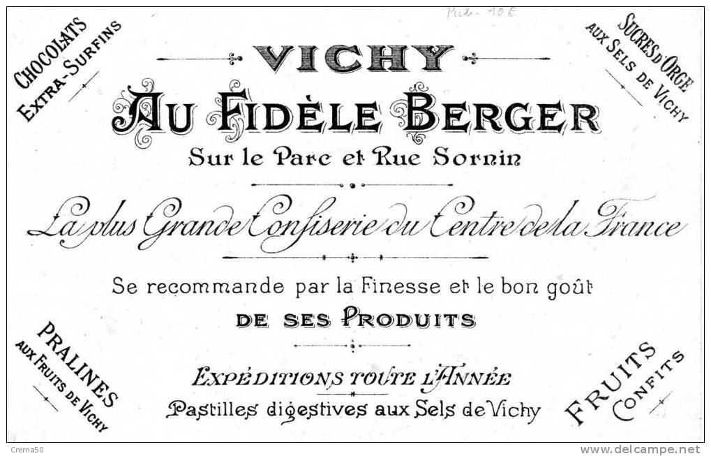 PUB : VICHY : Au Fidèle Berger _ Exposition Universelle 1900. - Publicité